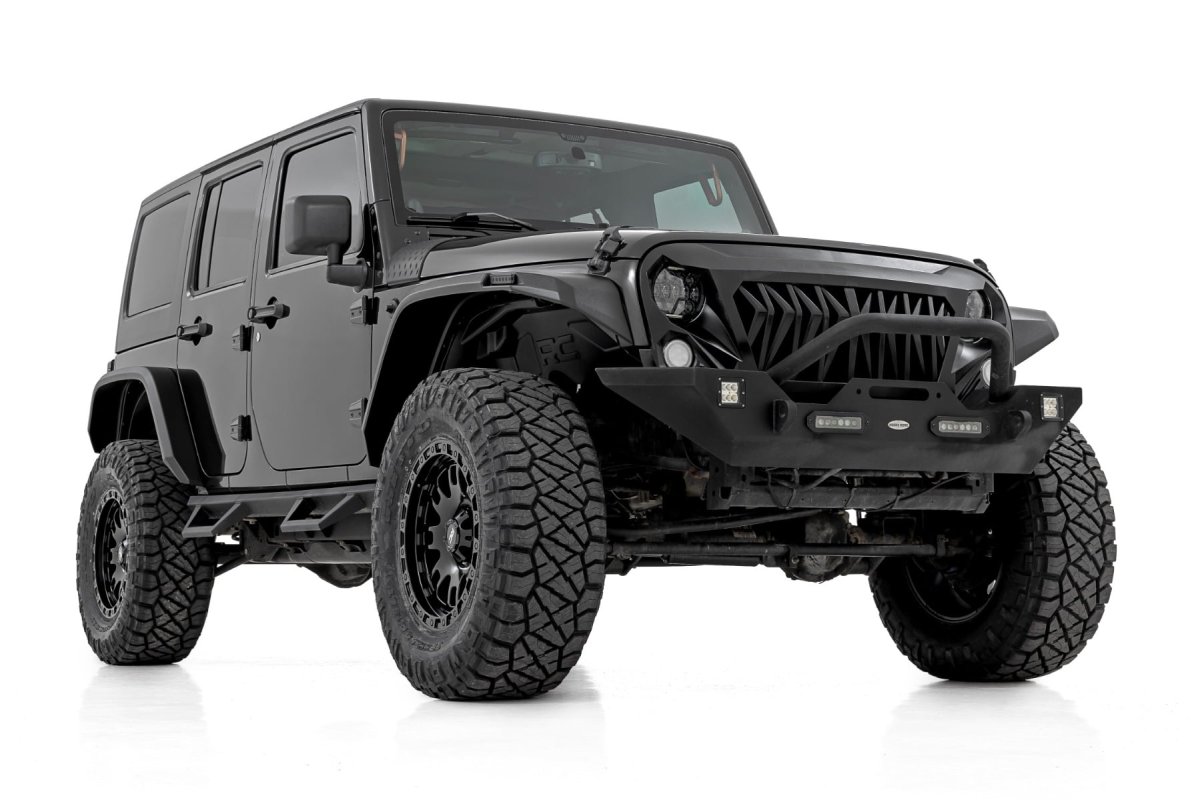 Jeep Wrangler Unlimited Front Wheel Well Liners - Rough Country - Black - '07-'18